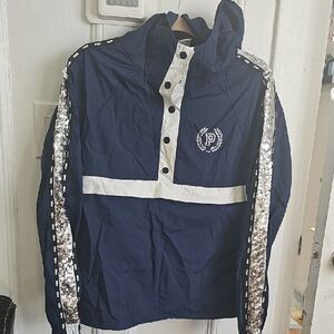 Pink Navy Windbreaker with Sequin Trim